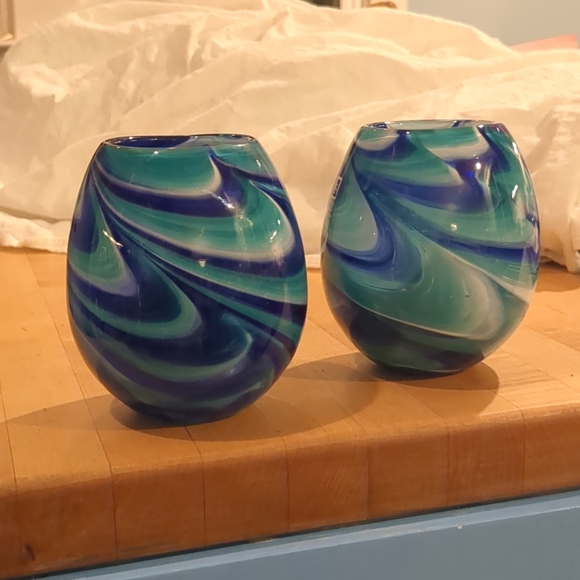 Mdina Glass Goblet tumbler pair - Picture 4 of 9